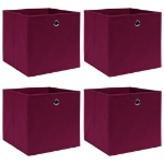 Scatole con Coperchi 4pz Rosso Scuro 32x32x32 cm Tessuto