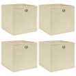 Scatole Portaoggetti con Coperchi 4pz Crema 32x32x32 cm Tessuto