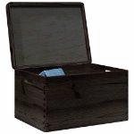 Scatola in Legno Coperchio&Manici Nera 40x30x23cm Legno di Pino