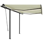 Tenda da Sole Automatica con Sensore Vento e LED 3x2,5 m Crema