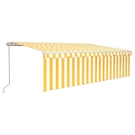 Tenda Sole Retrattile Manuale con Parasole 5x3m Gialla Bianca