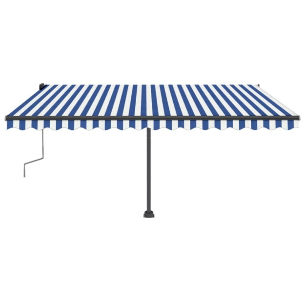 Tenda Retrattile Manuale con Palo 400x350 cm Blu/Bianco