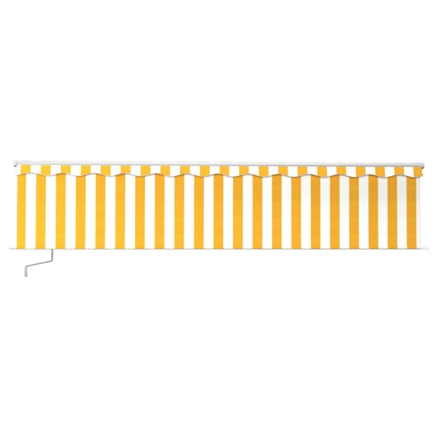 Tenda Sole Retrattile Manuale Parasole e LED 6x3m Gialla Bianca