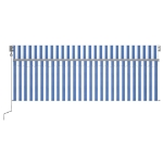 Tenda Automatica Parasole LED Sensore Vento 4,5x3 m Blu Bianco