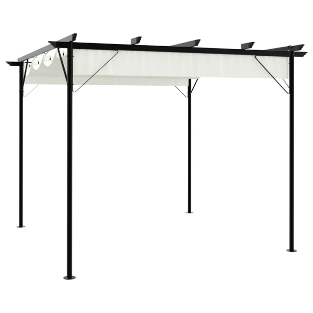 Pergola da Giardino Tetto Retrattile Bianco Crema 3x3 m Acciaio