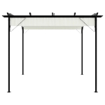Pergola da Giardino Tetto Retrattile Bianco Crema 3x3 m Acciaio