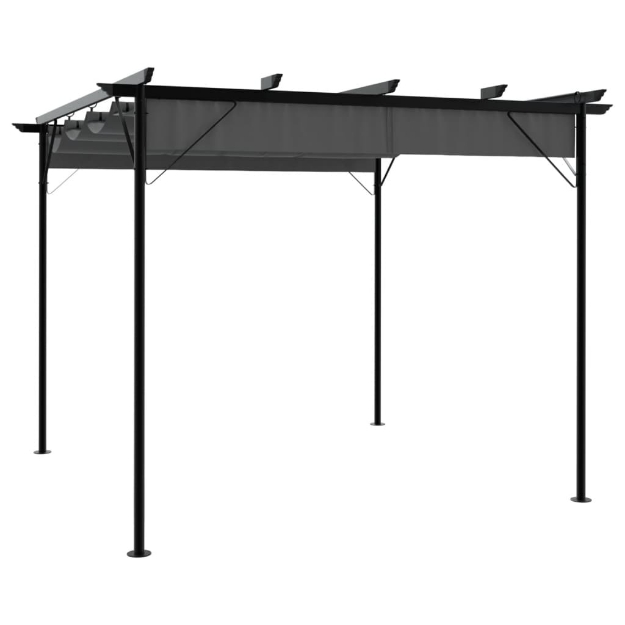 Pergola con Tetto Retrattile Antracite 3x3m in Acciaio 180 g/m²