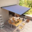 Tenda a Cassonetto Motorizzata 500x300 cm Blu e Bianco