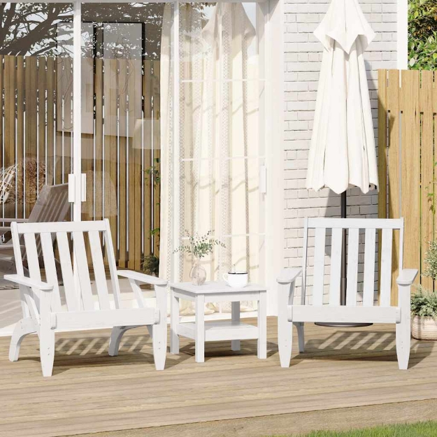 Sedie Adirondack da Giardino 2pz Bianche Legno Massello di Pino