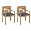 Sedie Batavia 2 pz con Cuscini Antracite in Massello di Teak