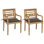 Sedie Batavia 2 pz con Cuscini Talpa in Massello di Teak