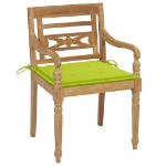 Sedie Batavia 2 pz con Cuscini Verde Brillante in Massello di Teak