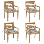 Sedie Batavia con Cuscini 4 pz in Legno Massello di Teak