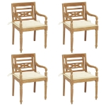 Sedie Batavia con Cuscini 4 pz in Legno Massello di Teak