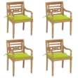 Sedie Batavia con Cuscini 4 pz in Legno Massello di Teak