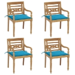Sedie Batavia con Cuscini 4 pz in Legno Massello di Teak