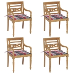 Sedie Batavia con Cuscini 4 pz in Legno Massello di Teak
