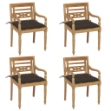 Sedie Batavia con Cuscini 4 pz in Legno Massello di Teak