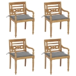 Sedie Batavia con Cuscini 4 pz in Legno Massello di Teak