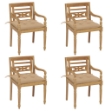 Sedie Batavia con Cuscini 4 pz in Legno Massello di Teak
