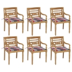 Sedie Batavia con Cuscini 6 pz in Legno Massello di Teak