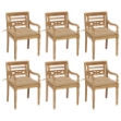 Sedie Batavia con Cuscini 6 pz in Legno Massello di Teak