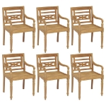 Sedie Batavia con Cuscini 6 pz in Legno Massello di Teak