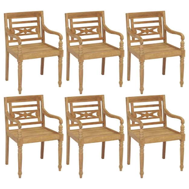 Sedie Batavia con Cuscini 6 pz in Legno Massello di Teak