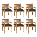 Sedie Batavia con Cuscini 6 pz in Legno Massello di Teak