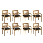Sedie Batavia con Cuscini 8 pz in Legno Massello di Teak