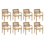 Sedie Batavia con Cuscini 8 pz in Legno Massello di Teak