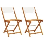 Sedie Bistrò 2pz Bianco Crema Legno Massello Acacia e Tessuto