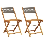 Sedie Bistrò 2pz Grigie in Legno Massello di Acacia e Corda