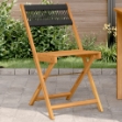 Sedie Bistrò 2pz Nere Legno Massello di Acacia e Corda