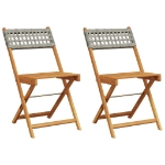 Sedie da Bistrò 2 pz Grigie Legno Massello Acacia e Polyrattan