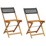 Sedie da Bistrò 2 pz Nere Legno Massello Acacia e Polyrattan