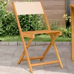 Sedie da Bistrò 2pz Beige in Legno Massello di Acacia e Tessuto