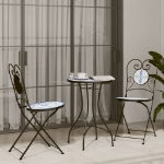 Sedie da Bistrò Pieghevoli 2 pz Blu e Bianco in Ceramica