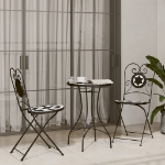 Sedie da Bistrò Pieghevoli 2 pz Nero e Bianco in Ceramica