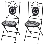 Sedie da Bistrot Pieghevoli 2 pz in Ceramica Nero e Bianco