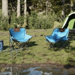 Sedie da Campeggio con Tasca Pieghevoli 2 pz Blu Brillante