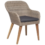Sedie da Esterno con Cuscini 2 pz in Polyrattan Marrone