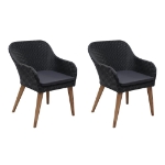 Sedie da Esterno con Cuscini 2 pz in Polyrattan Nero
