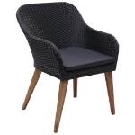 Sedie da Esterno con Cuscini 2 pz in Polyrattan Nero
