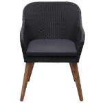 Sedie da Esterno con Cuscini 2 pz in Polyrattan Nero