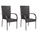 Sedie da Esterno Impilabili 2 pz in Polyrattan Marrone