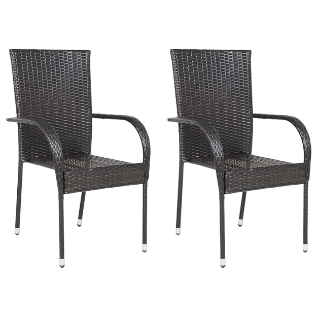 Sedie da Esterno Impilabili 2 pz in Polyrattan Marrone