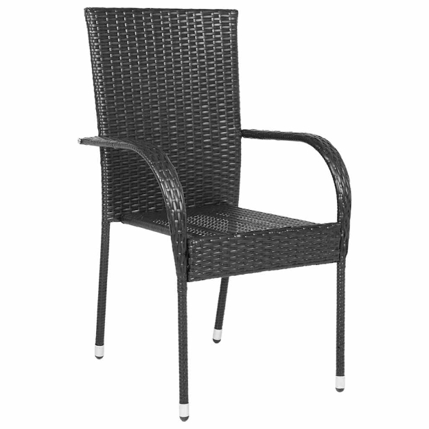 Sedie da Esterno Impilabili 2 pz in Polyrattan Nere