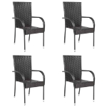 Sedie da Esterno Impilabili 4 pz in Polyrattan Marrone