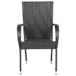 Sedie da Esterno Impilabili 4 pz in Polyrattan Nere